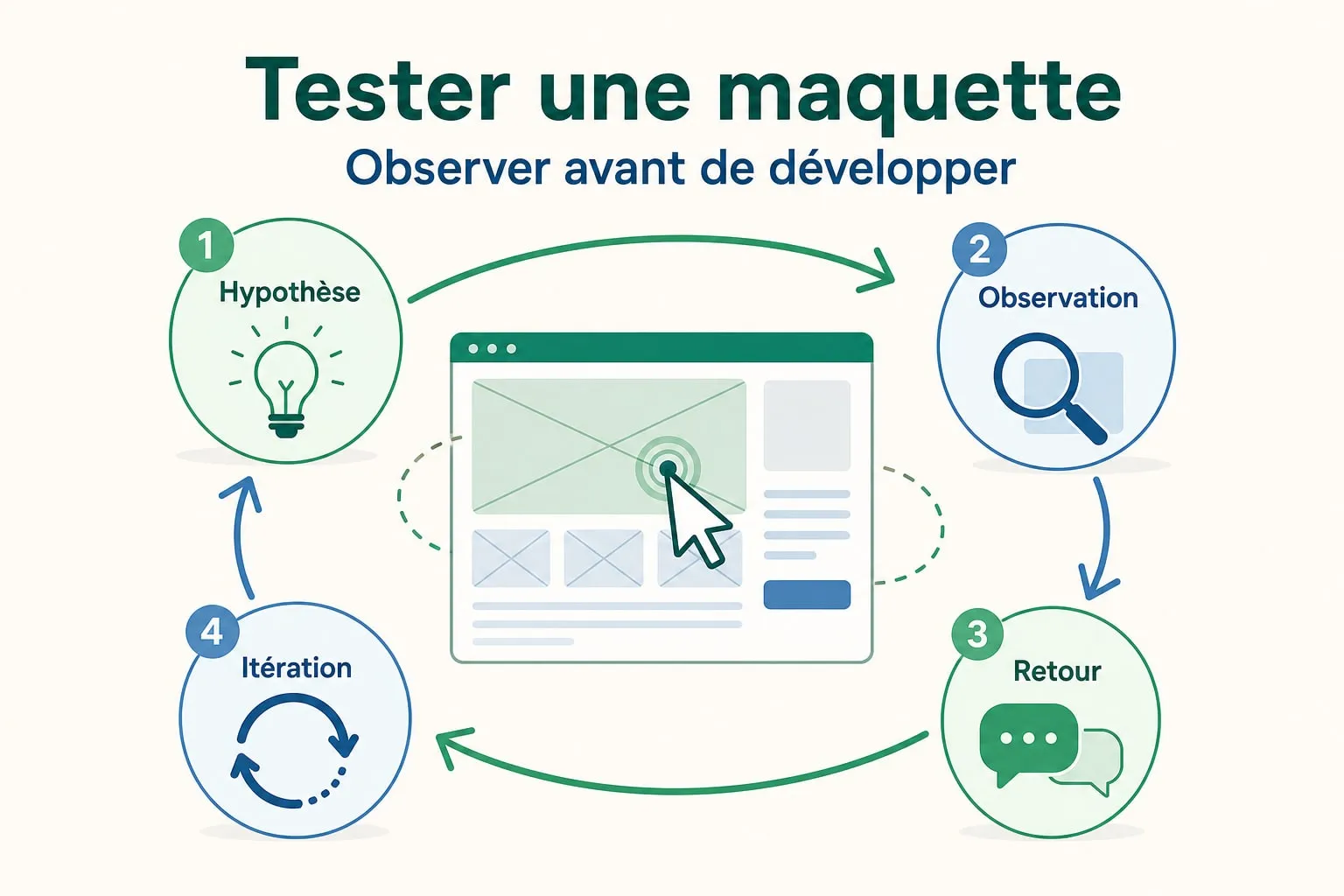 Designer observant une personne tester une maquette web sur ordinateur portable